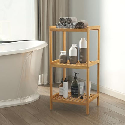 kinbor 3-Tier Bamboo Shelf Freestanding, Bathroom Standing, Natural Bamboo - size: 3-Tier
