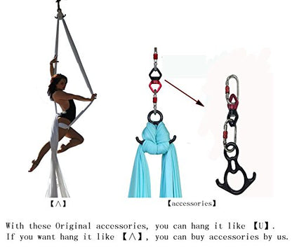 Durable Aerial Silks Starter Kit with 11-Yard Yoga Hammock & Hardware | Aerial Swing for Acrobatic Flying Yoga & All Levels, Aerial Rigging Point up to 14ft, Durable, Safe - color: White