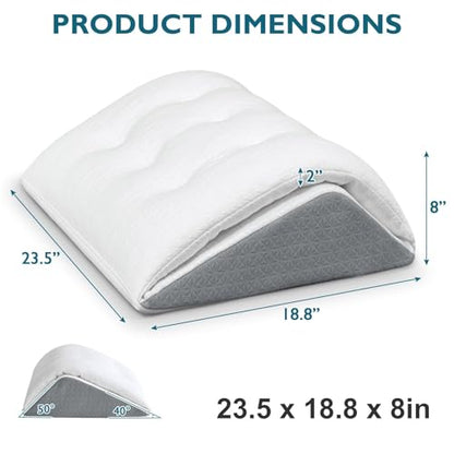 Shinnwa Knee Wedge Pillow, Patented Convertible Knee Pillow for Back Sleeping, Dual-Layer Memory Foam Triangle Pillow for Legs Post Surgery, Knee Support, Leg Elevation, Back Pain Relief - size: 23.5” x 18.8” x 8”
