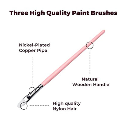 ARTME 24 Colors x 30ml Gouache Paint Set with 3 Paint Brushes and a Palette in a Carrying Case, Non-Toxic, Perfect for Artists, Students (Pink) - color: Pink
