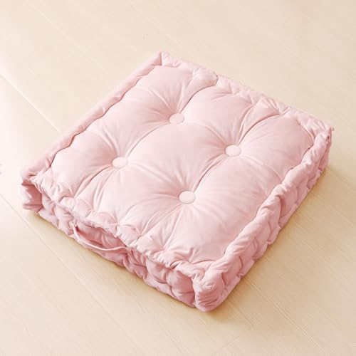 Square Floor Pillows, Large Floor Cushion for Adults Kids, Meditation Floor Pillow Seating Cushion with Shredded Memory Foam and Silk Wadding, 20"x20"x5" Blush - color: Blush, size: 1 Pack