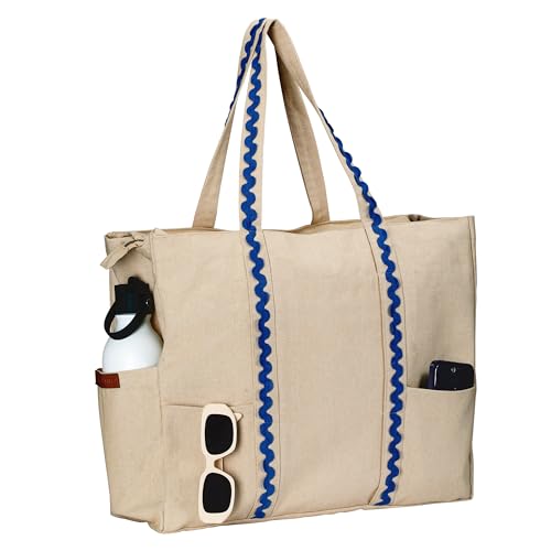 Folkulture Beach Tote Bags For Women, Beach Must Haves 2026-18x15 Inch | Waterproof,Sandproof, Large Tote Bags for Women, Swimming Pool, Beach Essentials, Simple Modern Pool Bag, Bolsos Para Mujeres - color: Biscuit
