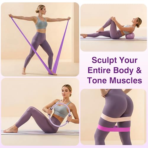 Home Pilates Kit Home Workout Essentials Set for Women Full-Body Exercise - color: B Purple Medium-Level