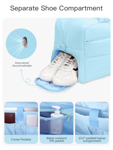 Gitus Travel Duffle Bag for Women Puffer Weekender Bags Carry on Gym Bag - color: Icing Blue