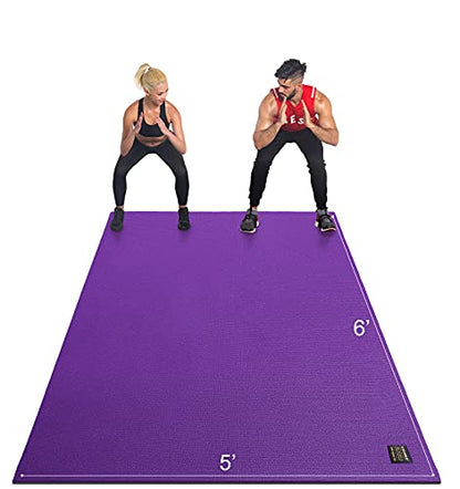GXMMAT Large Exercise Mat 6'x4'/6'x5'/6'x6'(7mm) - color: Purple Grey, size: 6*5 FT