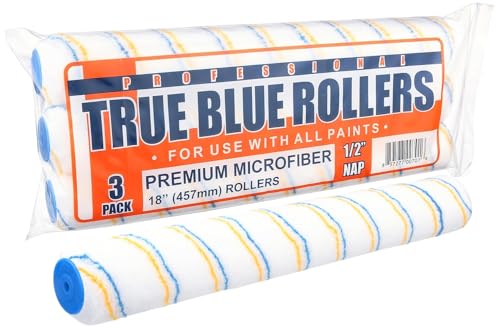 True Blue 18" Professional Paint Roller Covers, 18 Inch, Best for All Types of Painting Surfaces, Refill Bulk Pack (3, 1/2" Nap) - size: 1/2" Nap