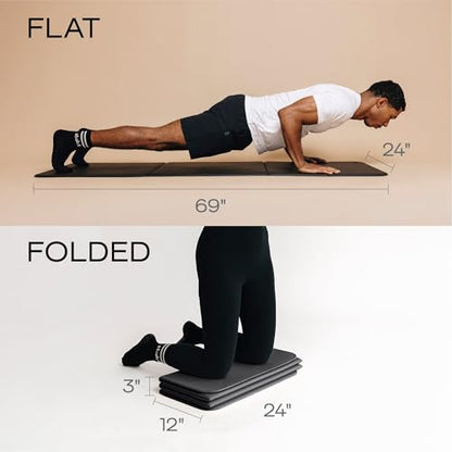 Stakt Foldable Yoga Mat Pro - Non Slip 2 in 1 Fitness Exercise Mat - color: Black
