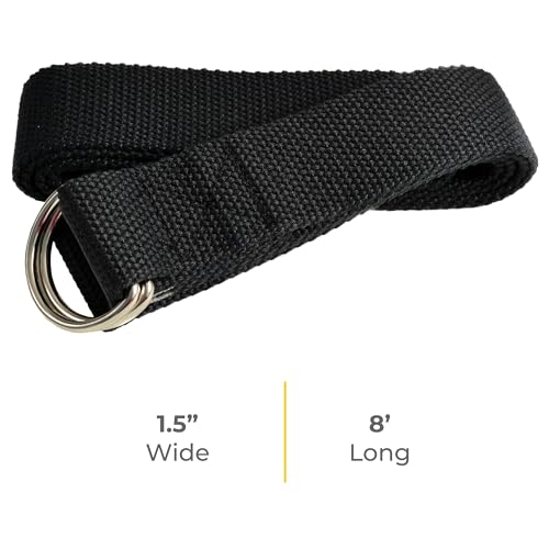 Bulk Yoga Straps, 10 Pack, 8ft, D-Ring Buckle - color: Black