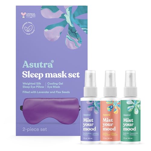ASUTRA Bundle Set - 1 Purple Silk Eye Pillow for Sleep Filled w/Lavender