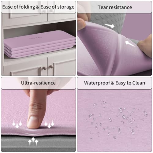 7-Fold Yoga Mat 70"x24" - 1/2 Inch Thick - color: Taro Purple + Warm Gray