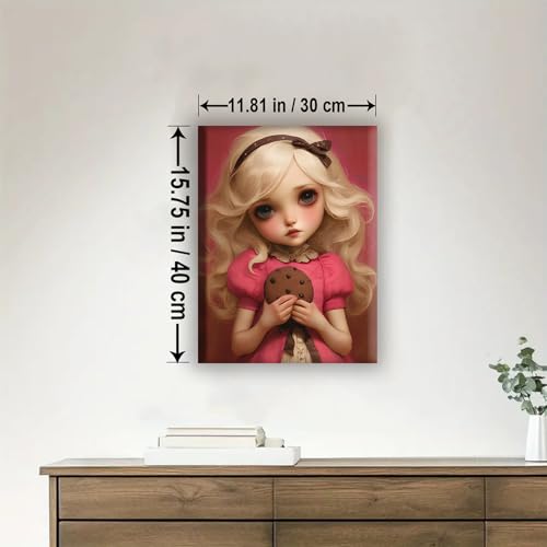 Aeontinity Chocolate CHIP Cookie Doll Gothic Framed Canvas DIY Paint by Numbers Kit Bar Cafe Cave Home Room Wall Bathroom Porch Patio Decor Gift, 16 x 12 Inch - color: CHOCOLATE CHIP COOKIE DOLL