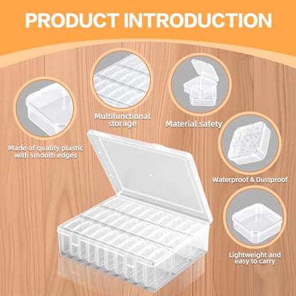 31 Clear Bead Storage Boxes with Hinged Lids | Ideal for Beads, Diamonds and Small Parts; Stackable Design for Easy Access; Snap-On Lids Keep Items Dust-Free & Organized