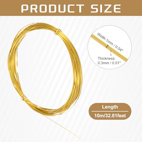 uxcell 1mm Aluminum Craft Flat Wire,33Ft 0.3mm Thickness Bendable Metal Floral Jewelry Beading Armature Wire for Sculpting Armature DIY Jewelry Making, Yellow - color: Yellow, size: 33Ft