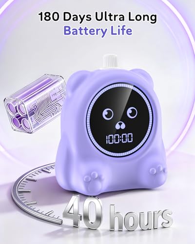 Visual Timer for Kids, 100 Min Digital Timer with Paused, Rechargeable Countdown/Up Timers, 3 Alarm, Silent, Vibrate & Sound Mod, Productivity Timers for ADHD, Classroom, Teacher, Exercise, Study - color: Purple