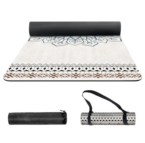 nuveti Yoga Mat Print Extra Thick TPE Non Slip Fitness Exercise Mat with Carrying Bag,72"x24" Extra Thick 6MM Exercise & Workout Mat for Yoga, Pilates Fitness and Floor Exercises - color: QQS