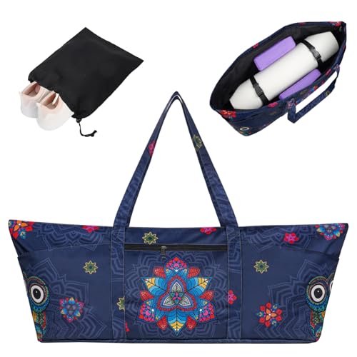 Yoga Mat Bag Yoga Mat Carrier with Shoes Compartment & Wet Pocket Pilates Bag with Zipper Pockets & Yoga Mat Holder Strap Yoga Bags and Carriers Fits All Your Stuff - color: Mandala Owl