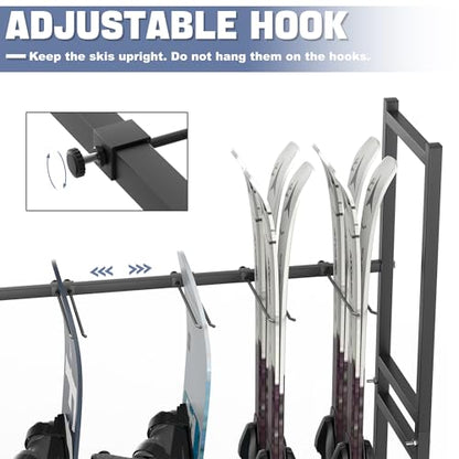 WALMANN Garage Sports Equipment Organizer Stand, Freestanding Ski Rack