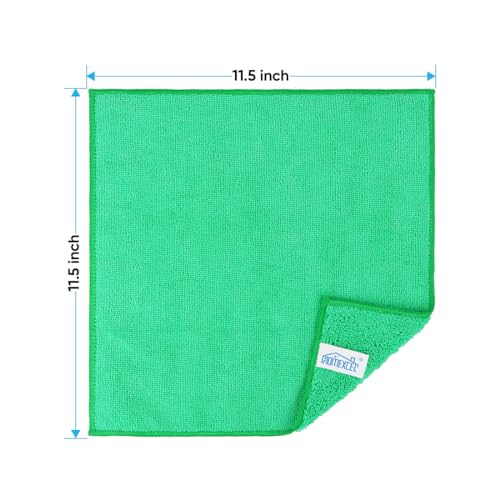 HOMEXCEL Green Microfiber Cleaning Cloth, Microfiber Towels for Car, 12 PK | Lint Free Cleaning Rags for Household & Kitchen, Car Wash Towels for Detailing Drying, Scratch-Free, 11.5"X 11.5" - color: Green