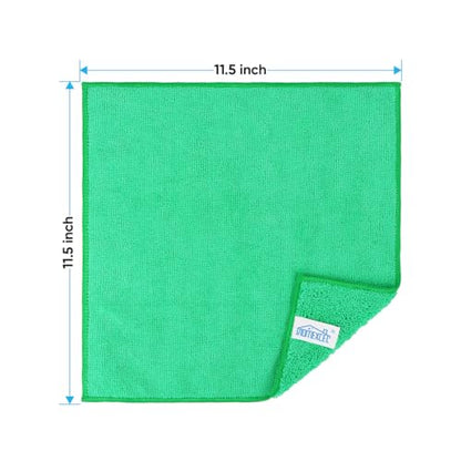 HOMEXCEL Green Microfiber Cleaning Cloth, Microfiber Towels for Car, 12 PK | Lint Free Cleaning Rags for Household & Kitchen, Car Wash Towels for Detailing Drying, Scratch-Free, 11.5"X 11.5" - color: Green