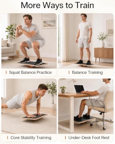 StrongTek Wooden Balance Board, Basic Rocker or Advanced 360° Wobble - color: Extra Large-Advanced-360° Rotation