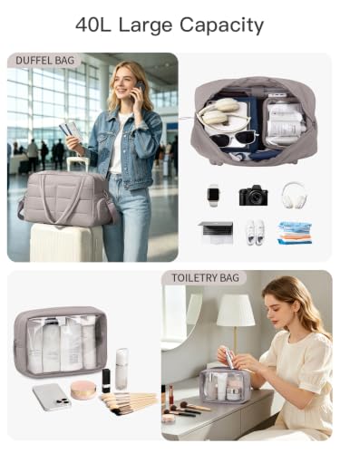 Gitus Travel Duffle Bag for Women Puffer Weekender Bags Carry on Gym Bag - color: Gray