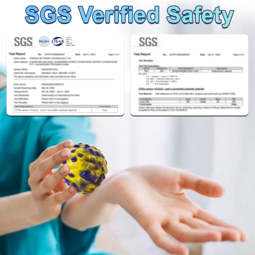 Deep Tissue Massage Ball for Exercise & Recovery - SGS Certification - Targets Back, Shoulder, Legs&Feet - Relieves Muscle Knots, Joint Pain&Tightness, Pressure Point Therapy- Myofascial Release Ball - color: Yellow&blue, size: 1-Pack | 2.8-inch
