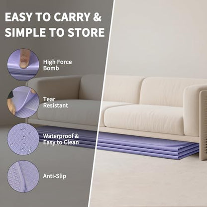 Foldable Yoga Mat Extra Large (74.0" x 47.2" x 0.4") | Double-Sided Non-Slip,Extra Wide Foldable Design,10mm Extra Thick ,Exercise Mat for Gym, Studio, Travel, Home Use - color: Light Purple