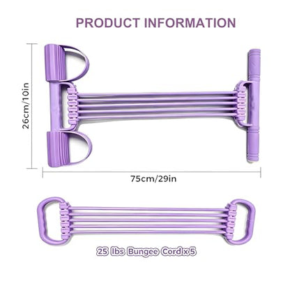 3-in-1 Pedal Resistance Band with Handles,10-Tube Multi-Functional Pedal Resistance Band,Natural Rubber Tension Rope for Abs,Arms,Waist,Legs & Home Fitness - color: Purple