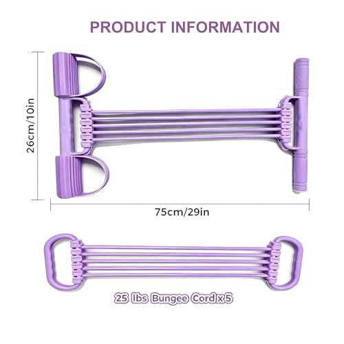 3-in-1 Pedal Resistance Band with Handles,10-Tube Multi-Functional Pedal Resistance Band,Natural Rubber Tension Rope for Abs,Arms,Waist,Legs & Home Fitness - color: Purple