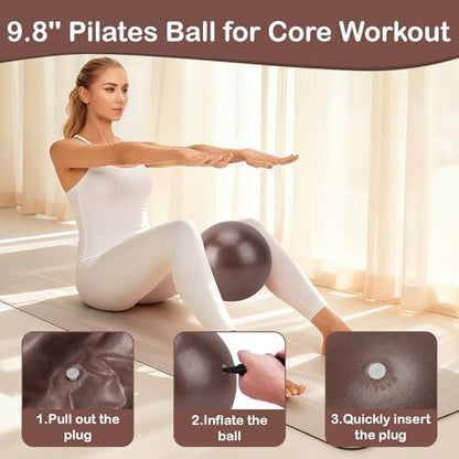 Hoedia Pilates Kit for Women, Pilates Equipment Ring and Ball Set - color: Brown