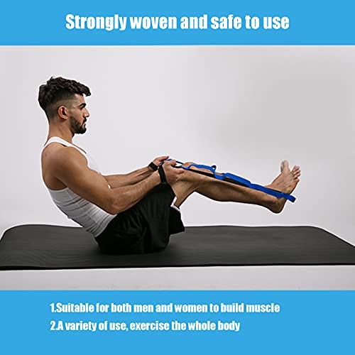 Stretch Strap Yoga Stretching Band MultiLoop Fitness Equipment for Yoga Pilates Muscle Stretching Physical Workouts Durable Tight Weaving Technology Unbreakable Design for Men - color: Daisy Rope Blue (Simplified Version)