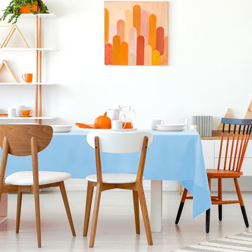 Kopokita 2 Pack Light Blue Plastic Tablecloths Disposable 54 x 108 Inch | Rectangle Table Cloths, Party Table Covers for Birthday, Wedding, Bridal, Baby Shower - color: Light Blue, size: Rectangle (2 Pack)