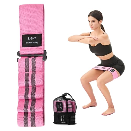 Adjustable Fabric Resistance Bands for Squats, Glutes & Legs – 5 Levels of Customizable Size, Width & Tension, Non-Slip Booty Bands for Men and Women, Pilates & Yoga Workouts(Medium) - color: red