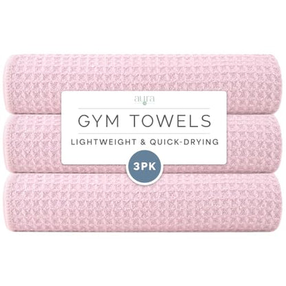 S&T INC. Microfiber Gym Towels, 3 Pack, 16" x 27", Honeycomb Pink - color: Honeycomb Pink