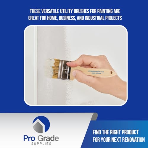 Pro Grade Chip Brushes, Disposable Paint Brushes, Assorted Sizes, 24 Piece | Natural bristle, wood handle | 4 widths, 6 of each | For stain, varnish & glue | Cabinets, furniture, crafts - size: 24Pc. Var.