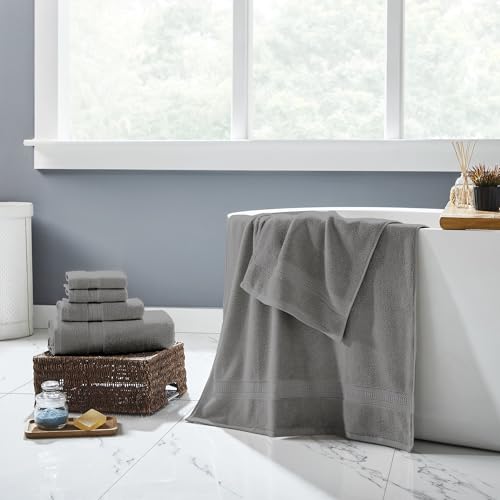 Modern Threads 6-Piece Rayon from Bamboo & Cotton Blend Towel Set - Ultra Soft & Absorbent, Gray - color: Gray