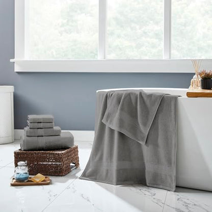 Modern Threads 6-Piece Rayon from Bamboo & Cotton Blend Towel Set - Ultra Soft & Absorbent, Gray - color: Gray