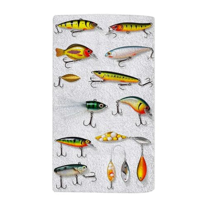 Different Fishing Baits Towel 15X30 Inch for Face/Body/Hair/Hand for Spa Gym Yoga Swim Bathroom Kitchen Hotel - color: Different Fishing Baits