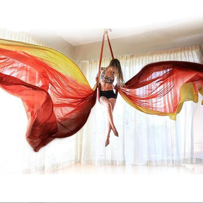 Durable Aerial Silks Starter Kit with 11-Yard Yoga Hammock & Hardware | Aerial Swing for Acrobatic Flying Yoga & All Levels, Aerial Rigging Point up to 14ft, Durable, Safe - color: Multicolor-C