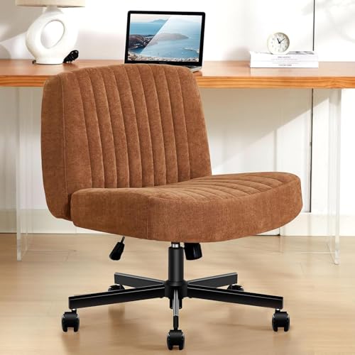 Criss Cross Chair,Thick Padded Cross Legged Office Chair,Brown - color: Brown