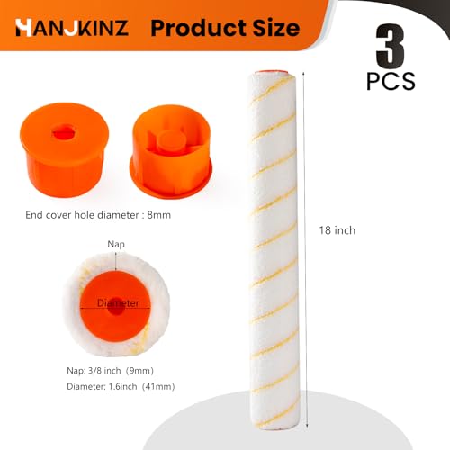 18 Inch Microfiber Paint Roller Covers, 3 Pack, 3/8" Nap | Thick Microfiber Sleeves 18 Inch, Wide Large Rollers, Practical Painting Supplies for Big Wall Painting Jobs - size: 18 Inch,3 Pack
