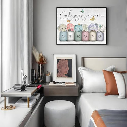 Shouruihua Diamond Painting Kits for Adults, Inspirational Diamond Art Kits | Strong, Bible Verse, Gem Art, Diamond Dotz Kits, Diamond Dots, Full Round Drill Diamond Painting Kits Beginner, 15.7x11.8 in - color: God Says You Are Strong
