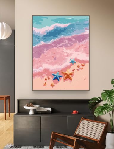 ZRIZQ Paint by Numbers Kit for Adults Beginner,Beach Scenery,16x20 | Full set with rich paints,wooden brushes,rolled canvas.Calming activity.Beginner friendly.Just open and paint. - color: 16"X20"Rolled Canvas-Beach 2