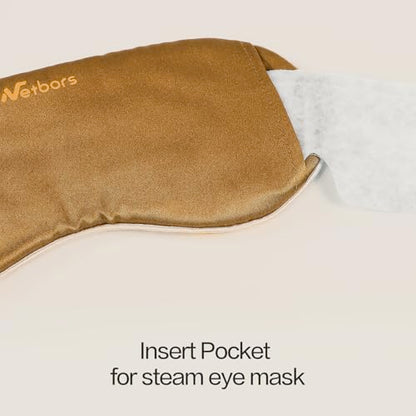 100% Mulberry Silk Sleep Mask with Eye Steam Pocket and Velvet Elastic Band, Luxury 22mm Silk Eye Mask for Nap Sleeping Relaxation and Travel, Gift Package, African Totem - color: Brown