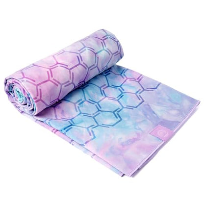 Eunzel Double Sided Silicone Yoga Mat Towel, 72" x 26.5" | Double-Sided Silicone Grip, Non Slip Surface, Absorbent Microfiber, Hot Yoga & Vinyasa - color: Purple & Blue