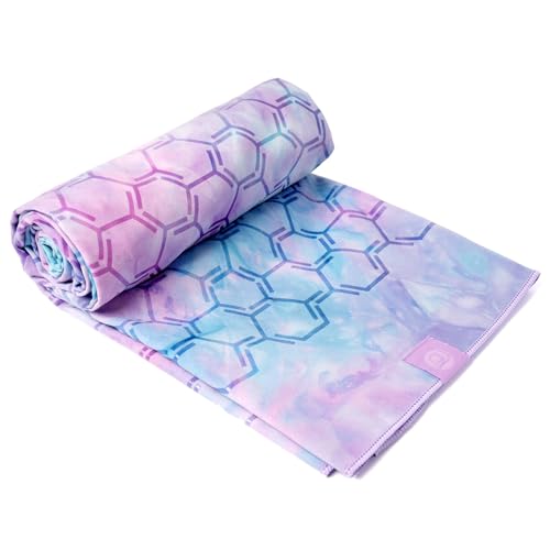 Eunzel Double Sided Silicone Yoga Mat Towel, 72" x 26.5" | Double-Sided Silicone Grip, Non Slip Surface, Absorbent Microfiber, Hot Yoga & Vinyasa - color: Purple & Blue