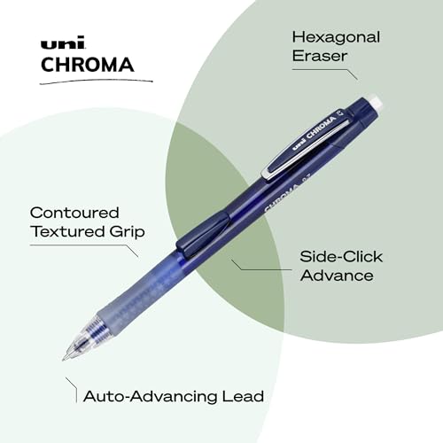 uniball Chroma Mechanical Pencil Starter Kit, 0.7mm, HB #2, Assorted Barrels, 4 Pack