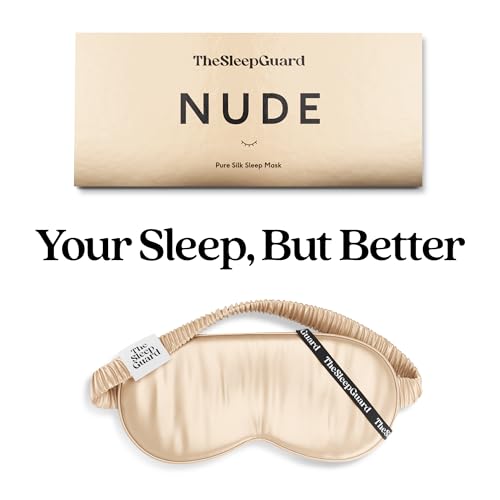 TheSleepGuard Pure Silk Sleep Mask [100% 6A Mulberry Silk, 22 Momme] Light Blocking Travel Essentials. Eye Masks for Sleeping. Black Oeko-Tex Blindfold. Eye Covers for Men & Women - color: Nude Beige