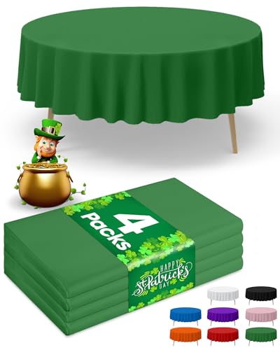 Niuara Green Plastic Table Cloth Disposable, 4 Pack, 84 in | Round, Table Covers, St Patricks Day, Holiday Parties - color: Green, size: 84" Round - 4 Packs