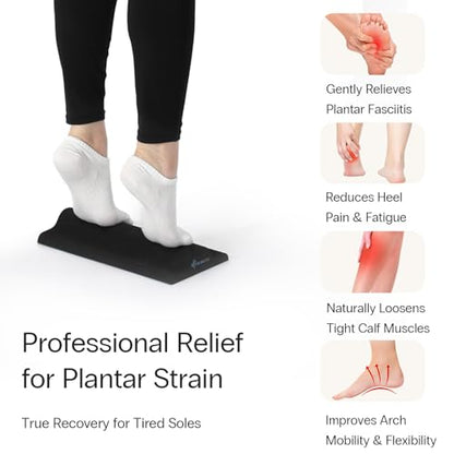 StrongTek Slant Board and Plantar Fasciitis Stretcher Set – Adjustable Wooden Incline Board & High-Density Foam Foot Relief Pad